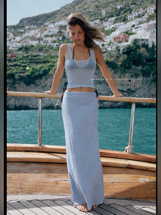 Zara Dresses & Skirts - Zara textured long skirt, light blue